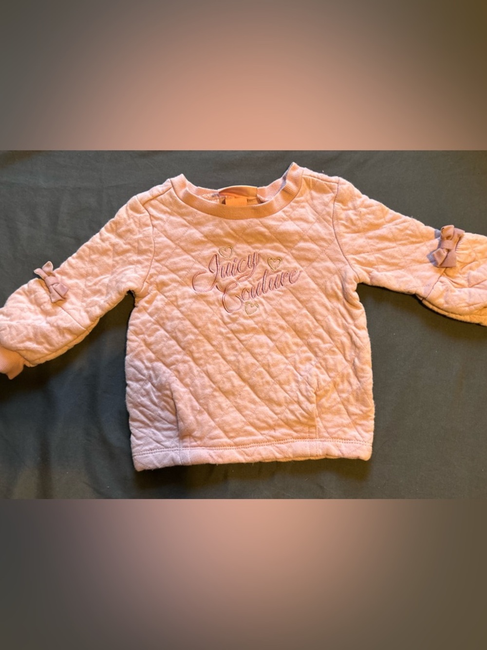 Juicy Couture Light Pink Quilted Sweatshirt with Embroidered Logo